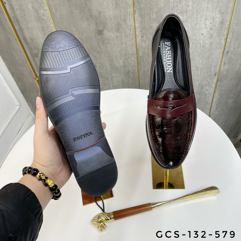 Giày da nam thời trang✅ Giày lười nam da bò đánh màu cao cấp  CS-132