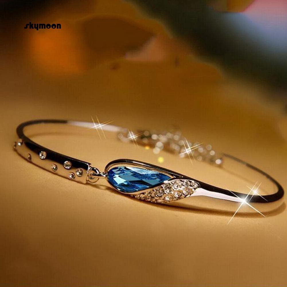 Vòng tay mặt chim công đính đá xanh dương nhân tạo cho nữ