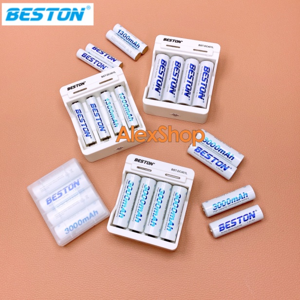 [DC401L] Bộ 4 Pin Sạc BESTON AA/AAA 3300/3000/1300mAh Pin Sạc Hoặc Kèm Sạc