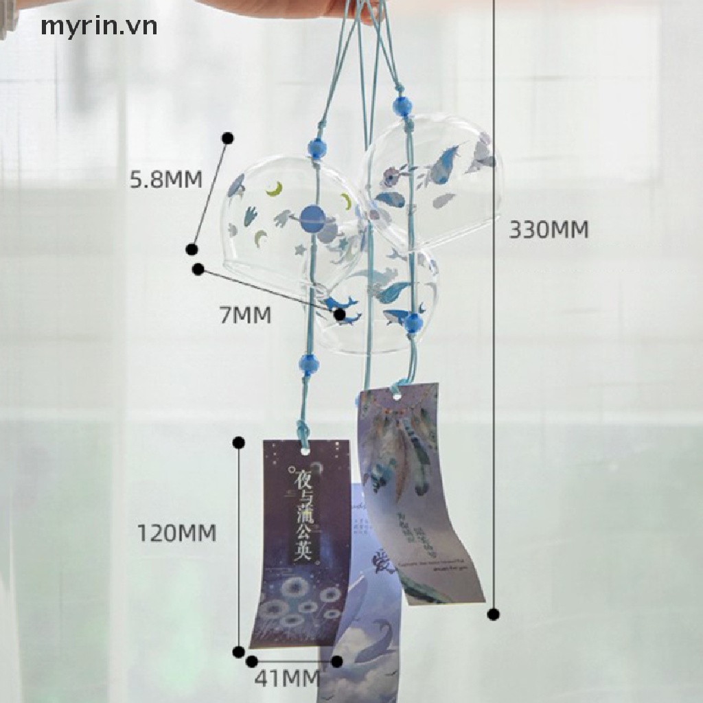 1 Chuông Gió Treo Trang Trí Bằng Thủy Tinh In Họa Tiết Hibiscus Phong Cách Nhật Bản Sáng Tạo