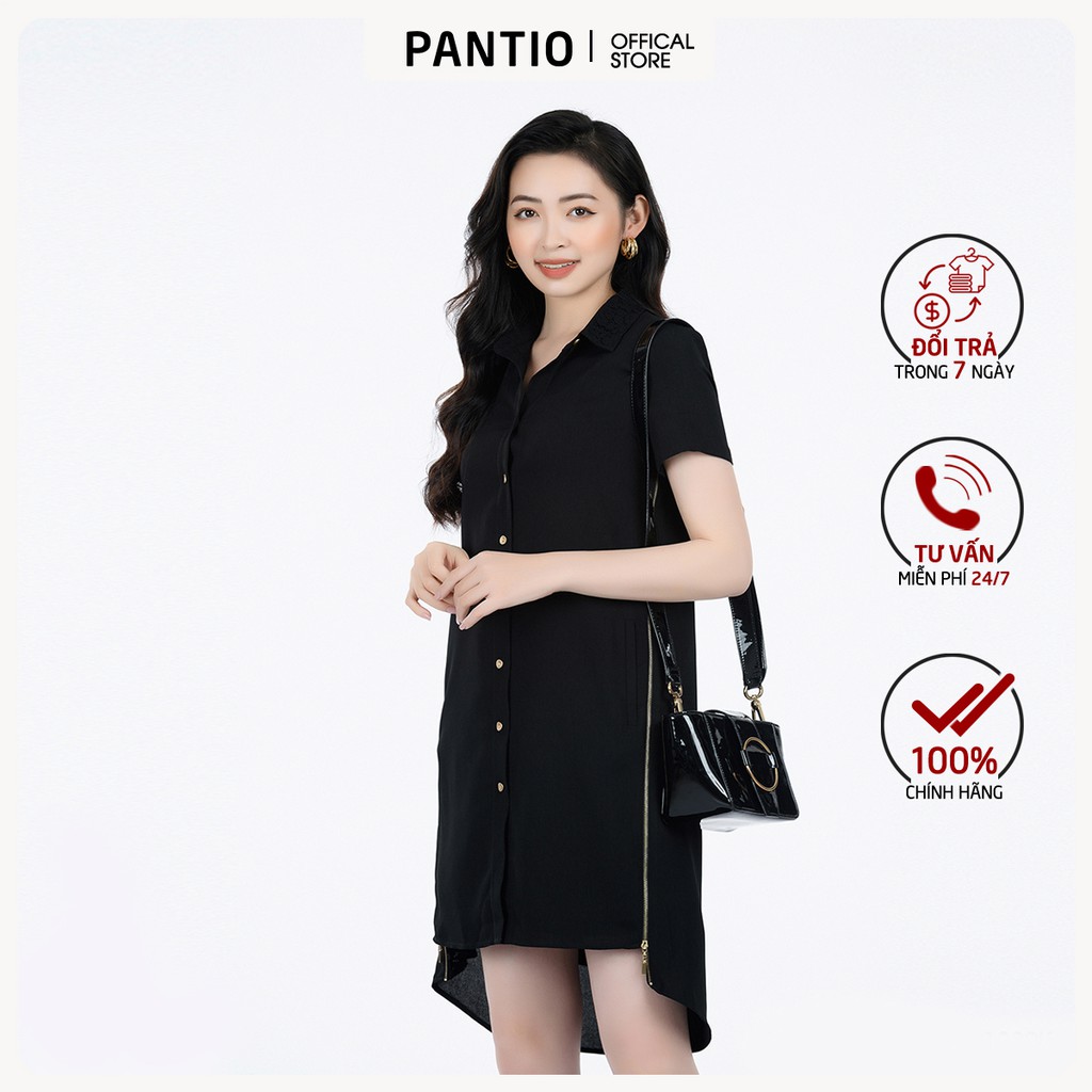 Đầm công sở chất liệu Thô dáng chữ A ngắn tay FDC72860 - PANTIO