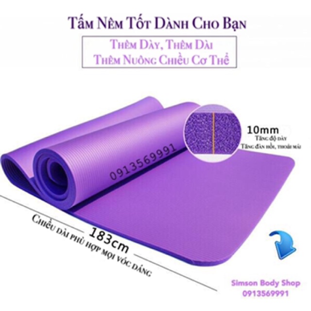 Thảm Tập YOGA 10mm Cao Su Non NBR Nguyên Khối cao cấp