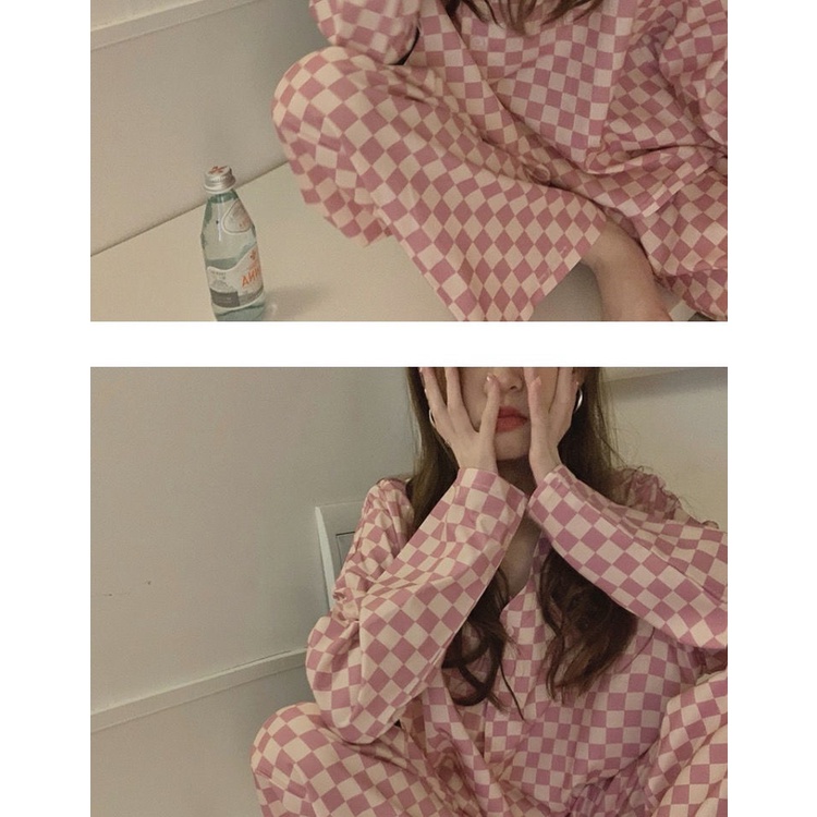 Bộ Đồ Ngủ Tay Dài Kẻ Sọc Xinh Xắn Cho Nữ