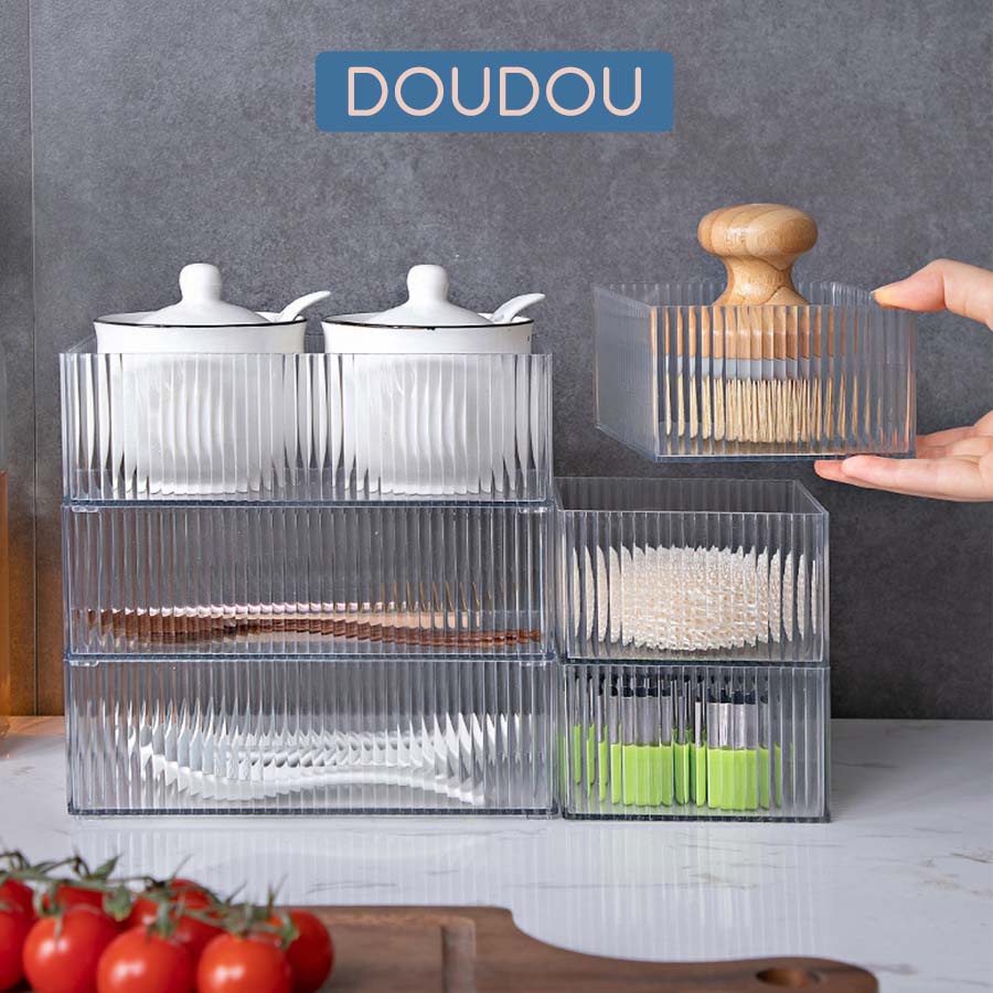Hộp Chia Ngăn Kéo Tủ Trong Suốt, Khay Trong Suốt Đựng Đồ Để Bàn Siêu Dày Dặn P030