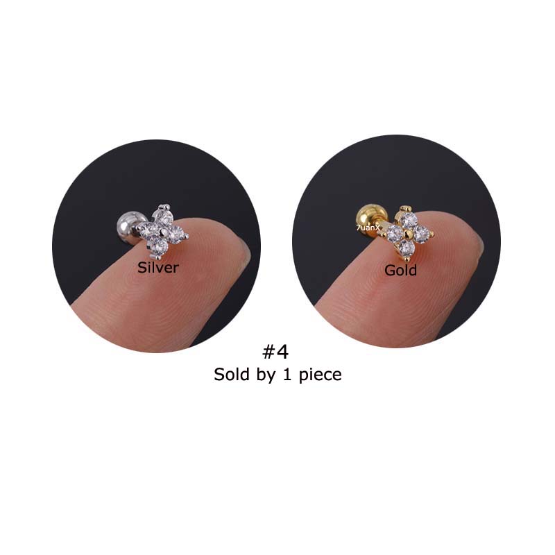 1 bông tai 16gauge bằng thép không gỉ nhiều họa tiết lựa chọn