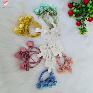 3 Dây cột tóc 2 hạt vuông tròn đính hạt