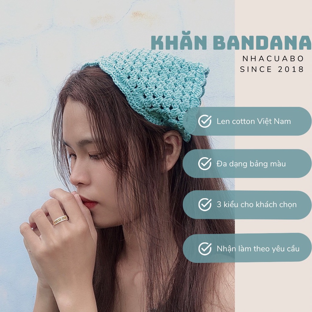 Khăn Bandana Đội Đầu Bằng Len Móc Thủ Công