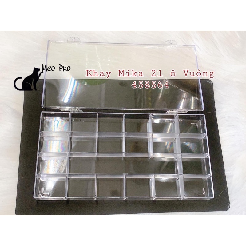 khay mika 21 ô đựng đá , charm đính móng , phụ kiện nail