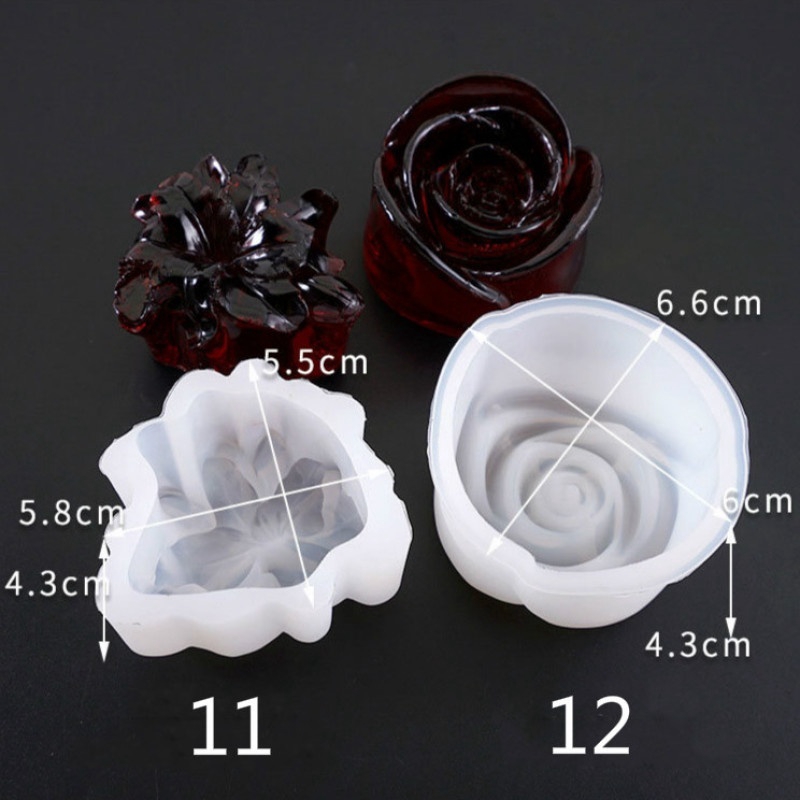 Khuôn Silicone Làm Mặt Trang Sức Hình Hoa Hồng 3D