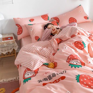 DÂU TÂY HỒNG -  Drap + vỏ gối + vỏ chăn (CHƯA KÈM RUỘT) Chăn ga gối Điệu Bedding