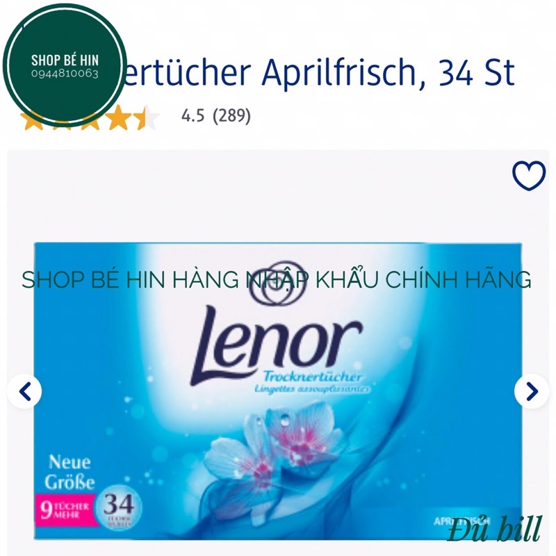 (Bill Đức) Giấy thơm LENOR, giấy thơm tủ quần áo Lenor, Hàng nội địa Đức