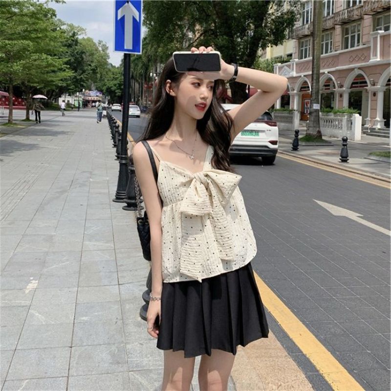 Áo Hai Dây Họa Tiết Chấm Bi Thời Trang Mùa Hè Dễ Phối Đồ Cho Nữ