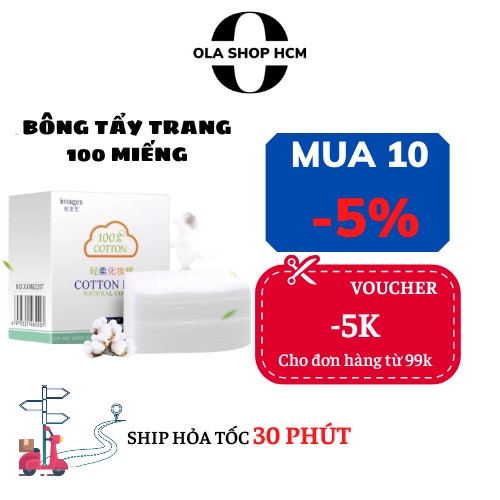 Bông tẩy trang cotton hộp 100 miếng mềm mịn