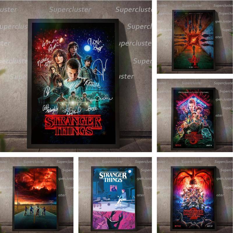 Tranh Vải Bạt Treo Tường In Hình Phim Stranger Things Trang Trí Nhà Cửa