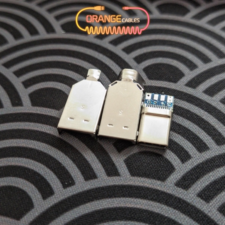 Đầu USB C niken 4 pins, Housing 2 mảnh niken dùng trong cable custom