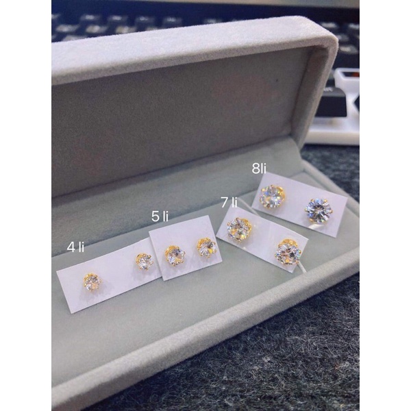 Bông tai nụ titan hột xoàn siêu sáng cam kết không đen không gỉ