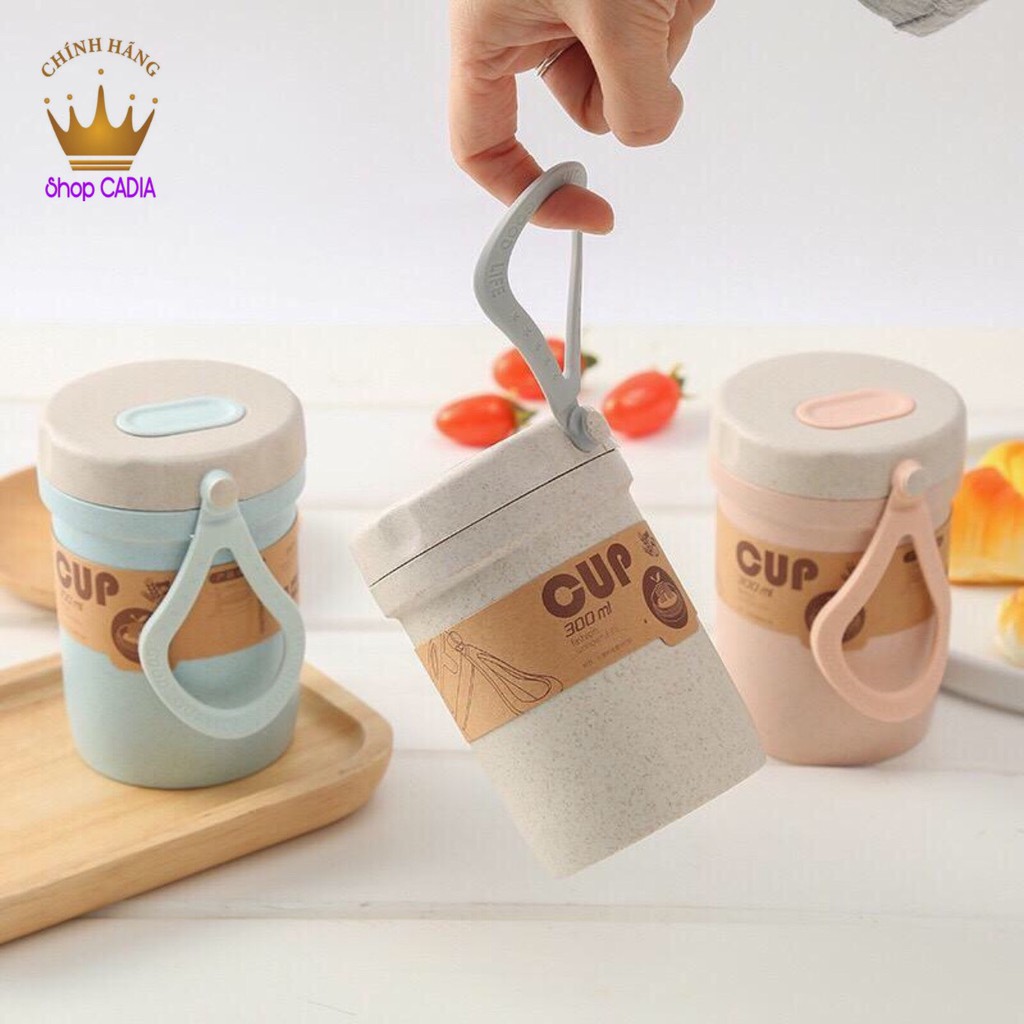 Cốc Đựng Canh - Chịu Nhiệt Cao - 300ML - Làm Từ Lúa Mạch An Toàn - Có thìa đi kèm