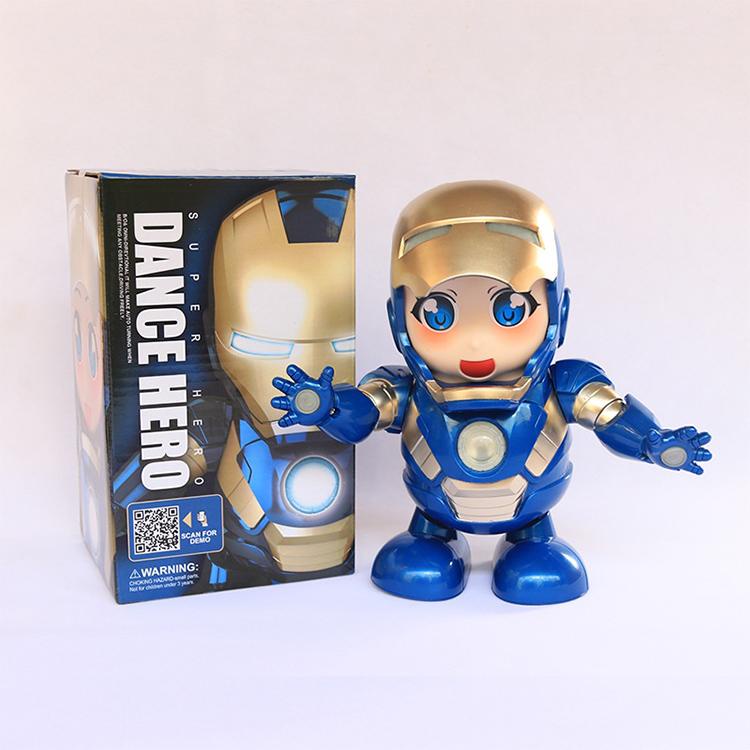 Siêu nhân Iron Man đồ chơi có nhạc có đèn LED , mở mặt nạ, nhún nhẩy sôi động