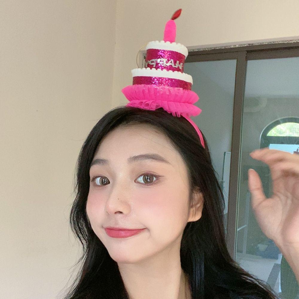 Băng Đô Cài Tóc Bằng Nhựa Hình Bánh Sinh Nhật Thời Trang Hàn Quốc