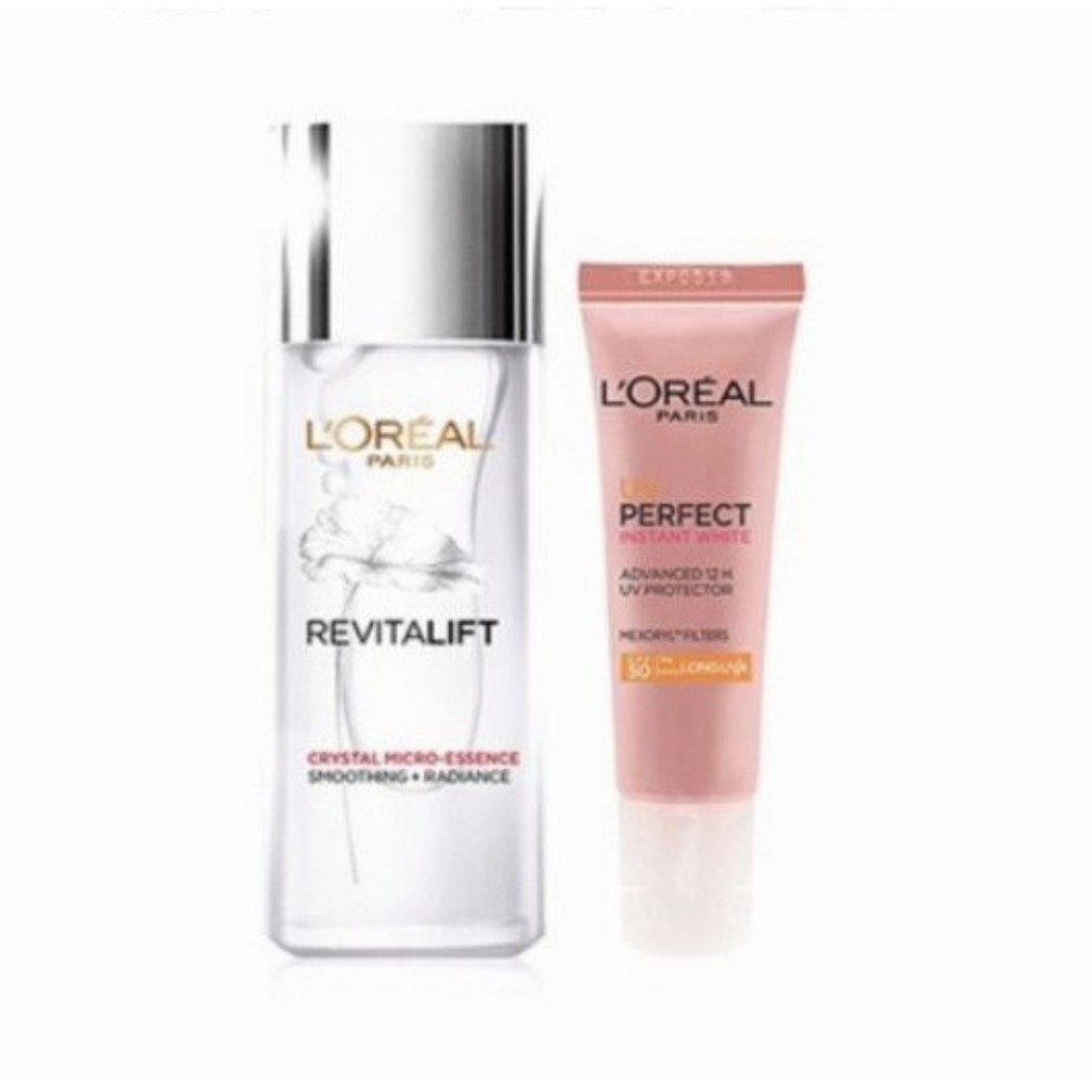 Bộ dưỡng chất căng mướt da L'Oréal 22ml và kem chống nắng loreal 15ml