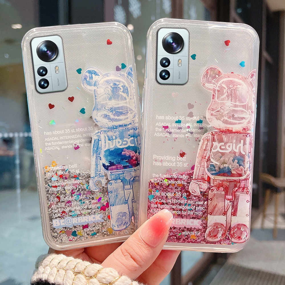 Ốp Điện Thoại Silicon Họa Tiết Hoạt Hình Gấu Kaws Có Quicksand Cho Xiaomi 12 11 Lite Mi 11T 10T Pro Poco M3 Pro F3