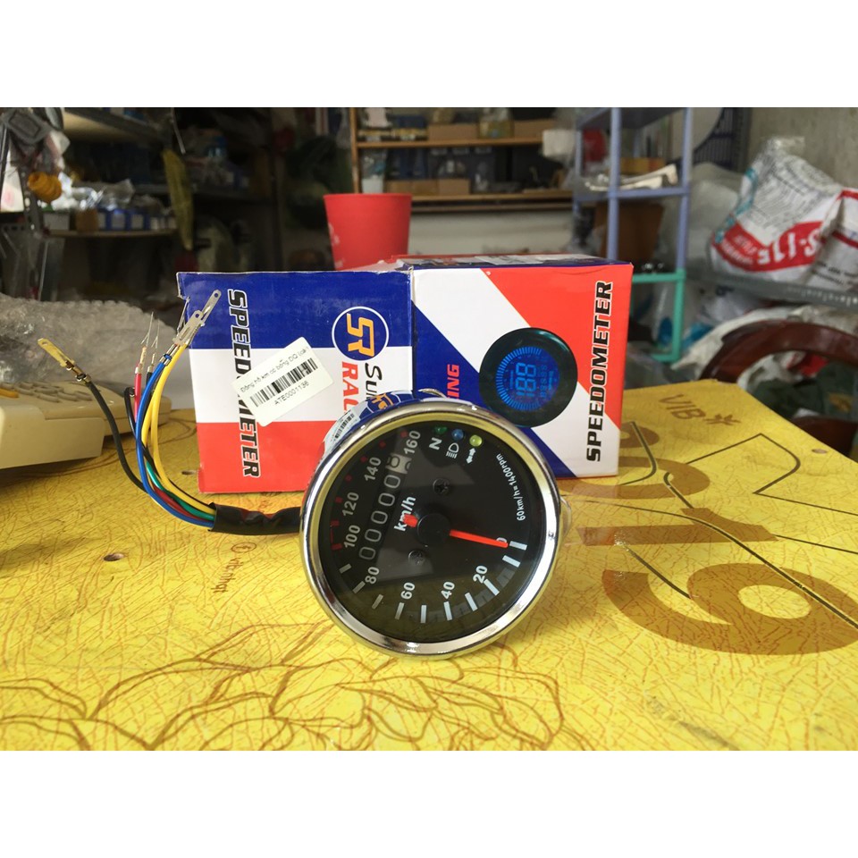 Đồng hồ Km tròn có đèn nền cho anh em độ chế xe cub-67-win-caferacer...