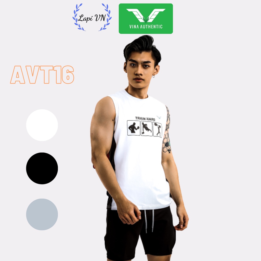Áo thể thao nam AVT16 thoáng mát thương hiệu Vina Sport, Đồ Tập Gym Fitness Lapi VN