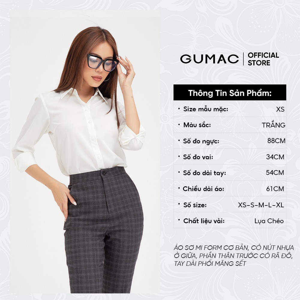 [Mã WABRGU50 giảm 10% đơn 250K] Áo sơ mi nữ from cơ bản GUMAC thiết kế công sở, basic nhiều màu AB403