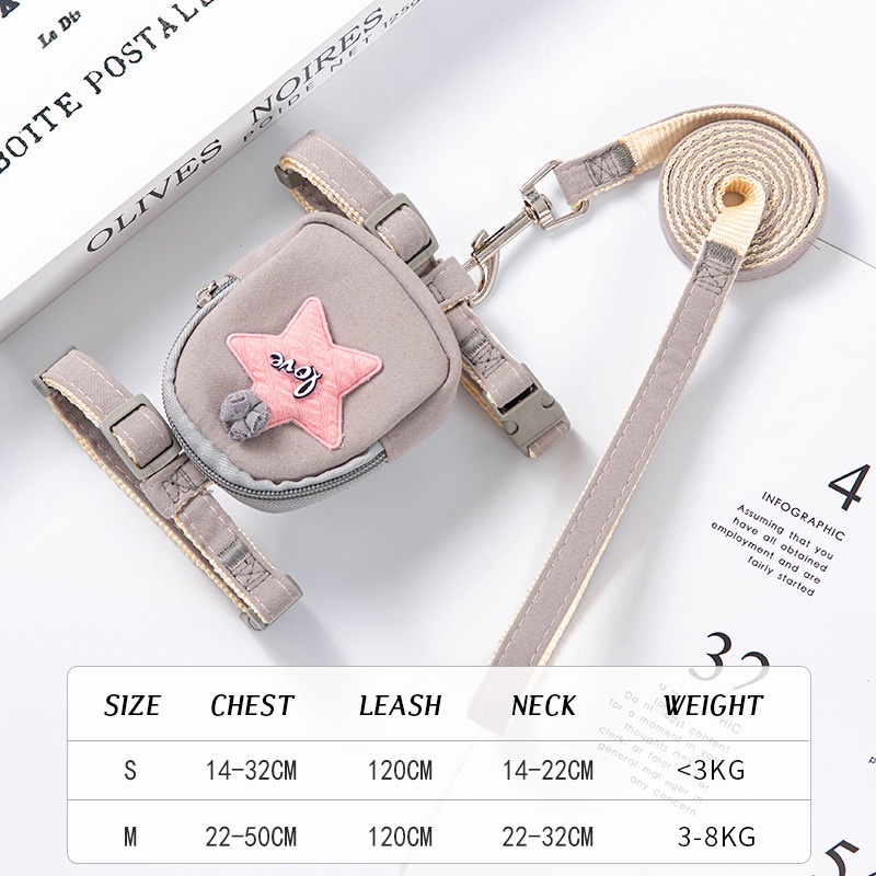 Dây Dắt Thú Cưng Đi Dạo 27Pets} Kèm Dây Đai Ngực Mềm Mại Họa Tiết Ngôi Sao