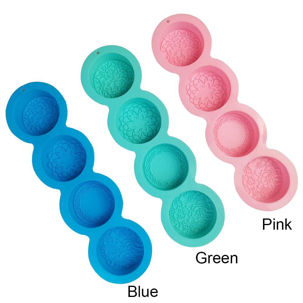 PISTA Khuôn Silicone Làm Xà Phòng 3D DIY 4 Ngăn Đa Năng Hình Bông Hoa