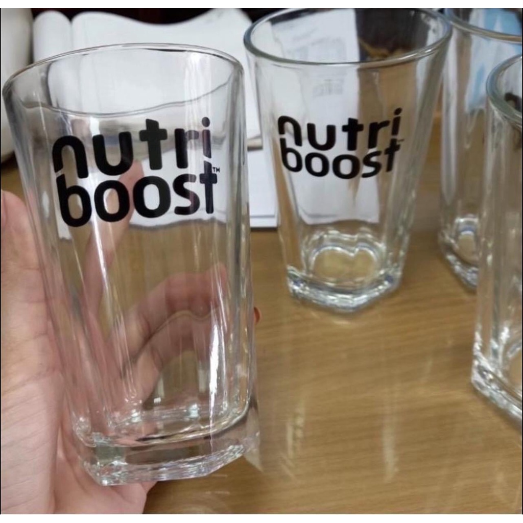 Hộp 4 cốc Thủy Tinh Nutri boost dung tích 345ml hàng dày dặn kèm ảnh thật , cốc hổ phách có quai 480ml hàng loại 1