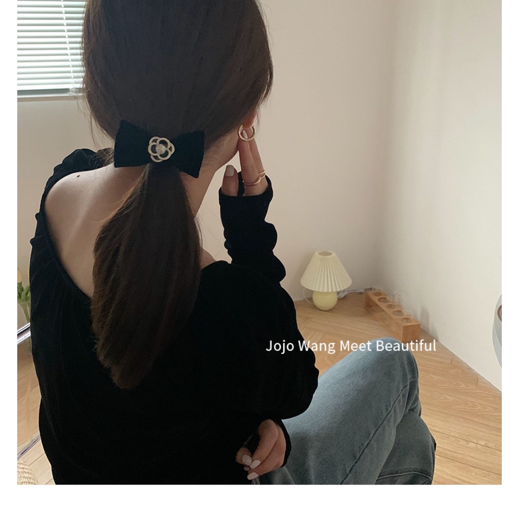 Set dây buộc tóc co giãn thắt nơ ruy băng thiết kế Hàn Quốc cho nữ