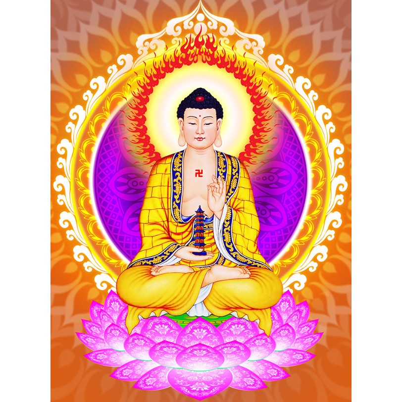 Tranh đá 5D, tranh đính đá Phật Dược Sư 60*85CM