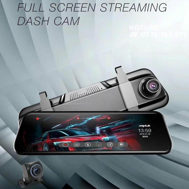 [Giảm giá]  CAMERA HÀNH TRÌNH GƯƠNG 10 INC ANYTEK T12 SIÊU NÉT FULLHD/GPS/ADAS KÈM CAMERA LÙI