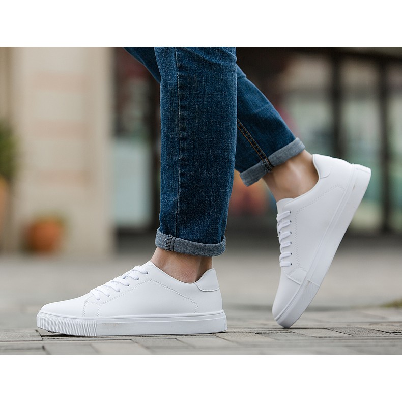 Giày Sneaker Nam thể thao màu trắng cổ cao cho học sinh phong cách Hàn Quốc TAKUTA mã TT