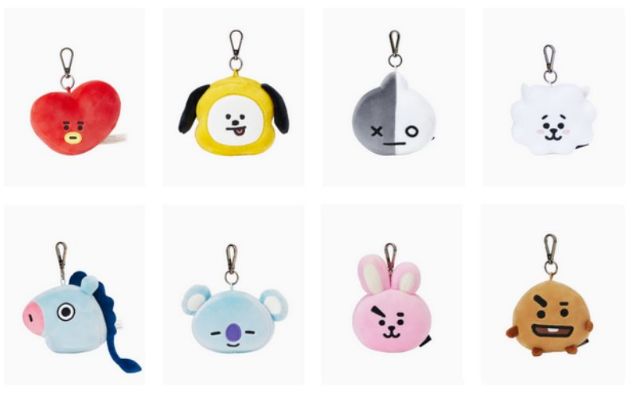 Móc khóa gấu bông BT21, bag charm, face keyring có sẵn