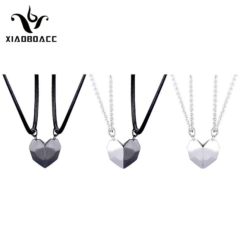 XiaoboACC Set 2 Vòng Cổ Hình Trái Tim Thời Trang Cho Cặp Đôi