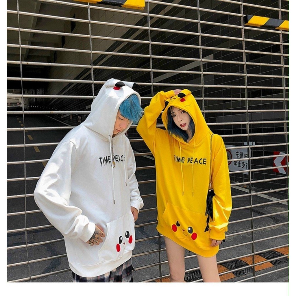 ÁO HOODIE NÓN CHUI TRÙM ĐẦU NAM NỮ UNISEX NAM NỮ, PIKACHU TIME PEACE | BigBuy360 - bigbuy360.vn