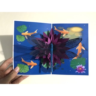 Thiệp 3d 2tpopup hoa súng