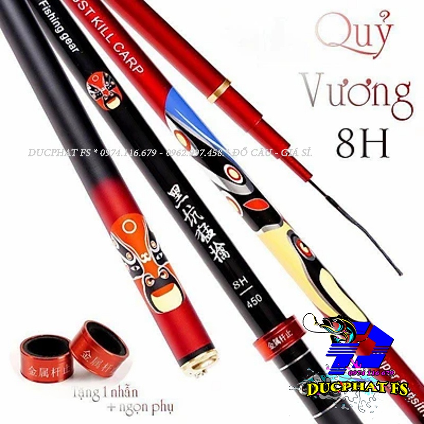 Cần câu tay cao cấp Quỷ vương 8H chất liệu carbon hoa văn sắc nét