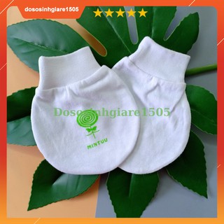 Set 2 Đôi BAO TAY Mintu cổ bo TRẮNG cho bé sơ sinh Mintuu