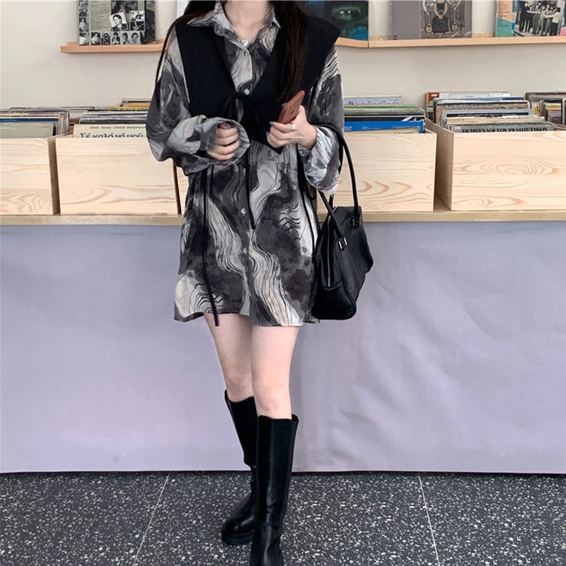 COZOK Áo Sơ Mi Tay Dài Phong Cách Vintage Thời Trang Cho Nữ