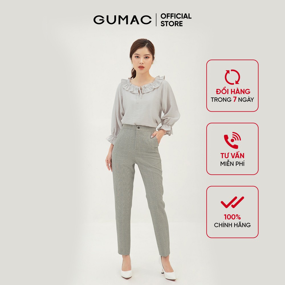 [Mã WABRGU72 giảm 10% tối đa 50k đơn 250k] Quần tây nữ họa tiết caro GUMAC thiết kế basic, đồ công sở thanh lịch QB338