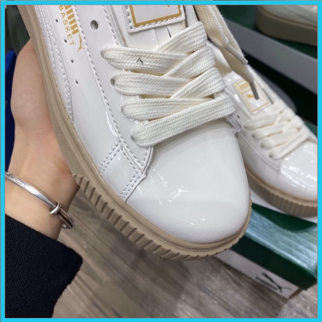 Giày Thể Thao Sneaker Nữ 𝐏𝐮𝐦𝐚 Trắng Đế Nâu Độn Đế Tăng Chiều Cao Hàng 1:1