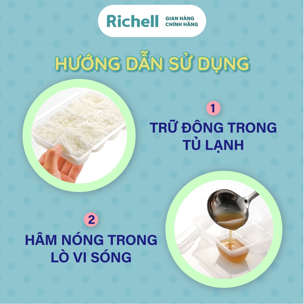 Bộ khay trữ đông thức ăn dặm Richell Nhật Bản có nắp đậy 15-25-50ml | Baby