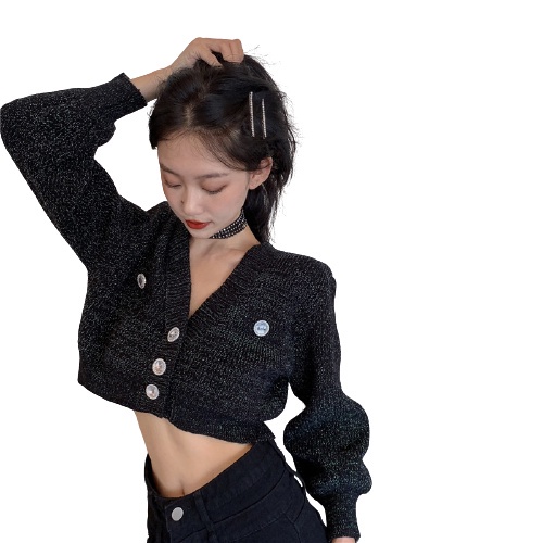 QKOOLE Áo cardigan dệt kim tay dài dáng ngắn phong cách Hàn Quốc thời trang cho nữ