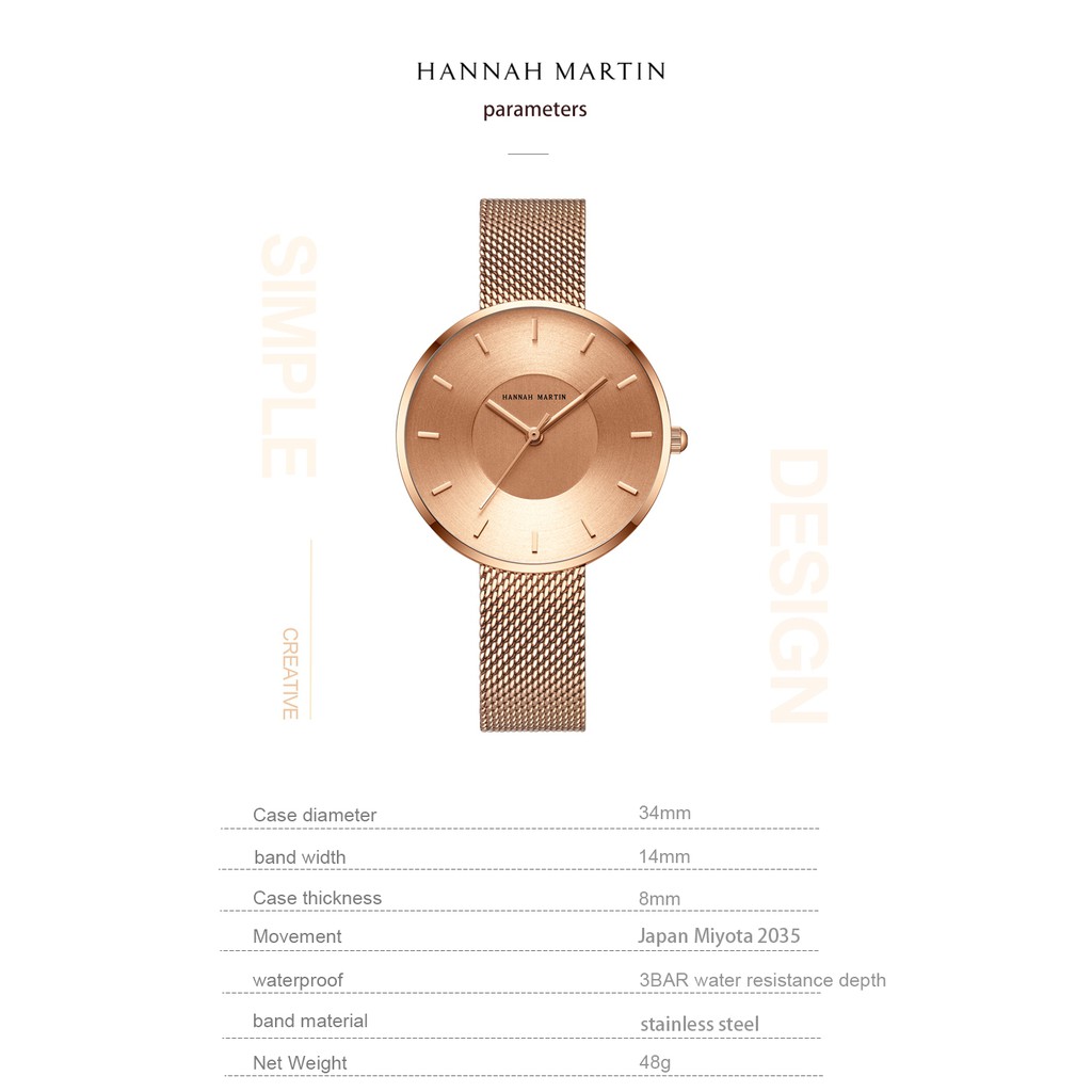 Đồng Hồ nữ HANNAH MARTIN chính hãng - model hm-1052 - thép không gỉ - bảo hành 1 năm | BigBuy360 - bigbuy360.vn