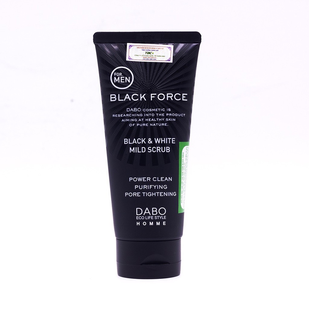 Sữa rửa mặt nam giới Dabo Black Force Hàn Quốc làm Trăng da, Sạch bã nhờn, Sạch mụn (trắng) 120ml - Hàng Chính Hãng