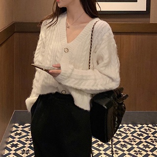 Áo len khoác ngoài basic MingMing cardigan len mịn dáng croptop
