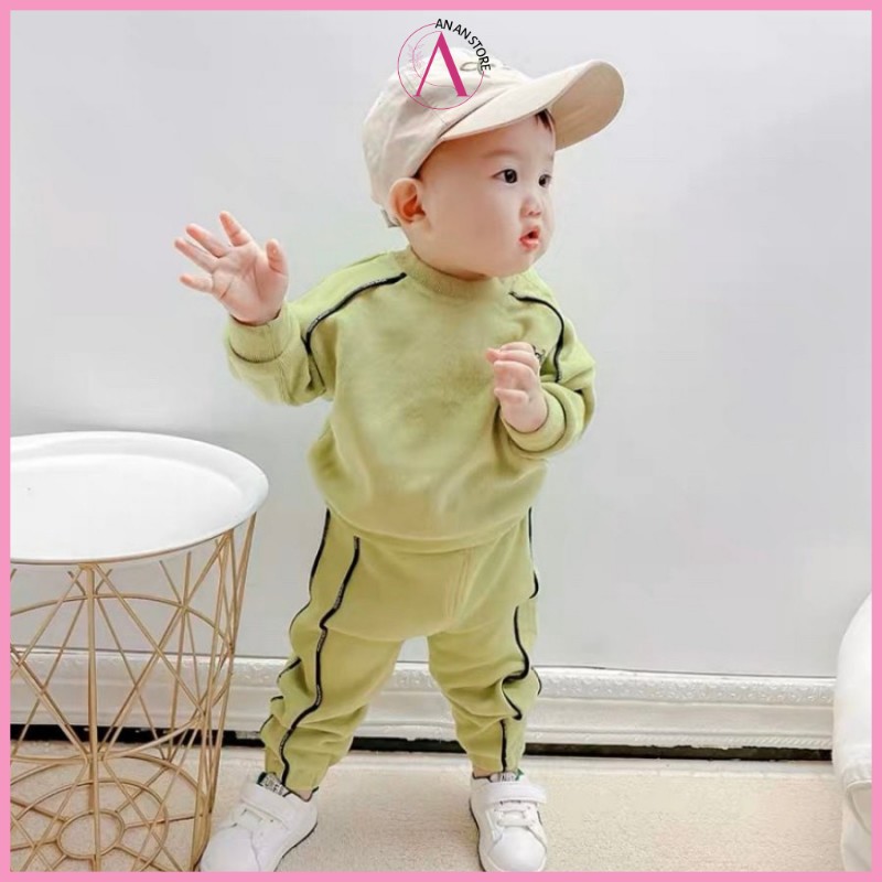 Bộ Thu Đông Dài Tay Cho Bé Trai Và Bé Gái Chất Nỉ Da Cá Cho Bé Từ 8 Đến 28kg ANAN STORE QATE B-SPOT